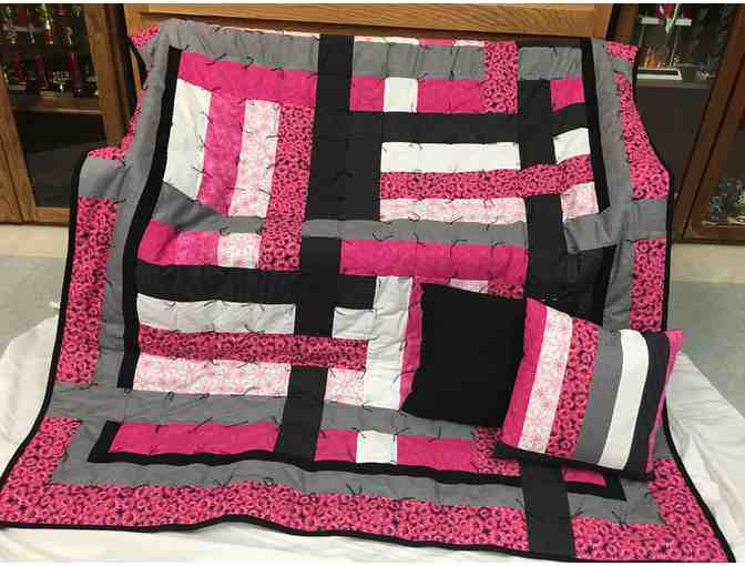 Handcrafted Modern Quilt and Pillows