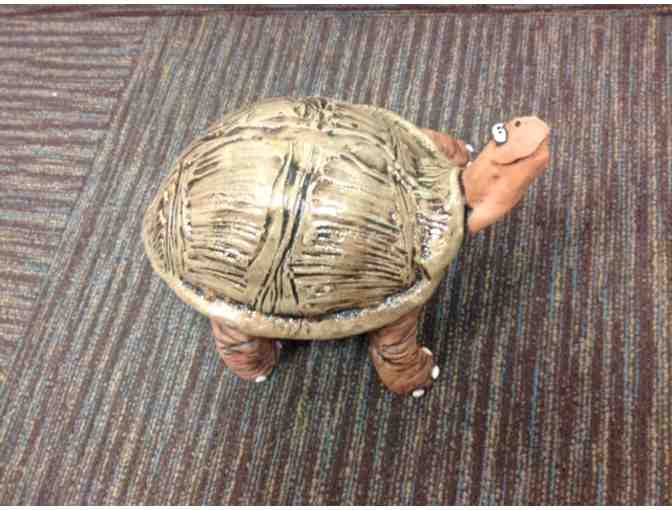 Turtle Garden Art - One-of-a-Kind Clay Sculpture