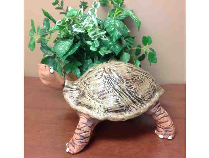 Turtle Garden Art - One-of-a-Kind Clay Sculpture