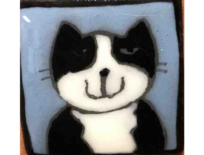 Handmade Animal Pin - Black & White Cat
