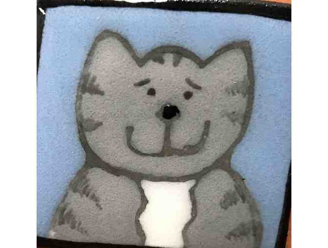 Handmade Animal Pin - Gray Cat