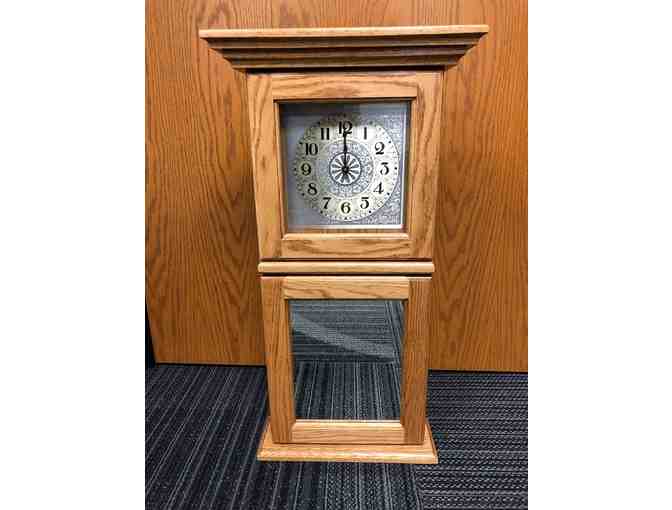 Handcrafted Solid Oak Clock with Mirrored Cabinet