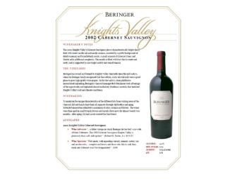 Beringer Cabernet Sauvignon, Knights Valley, 2002 - 90 Pts by Robert Parker (Case #1)