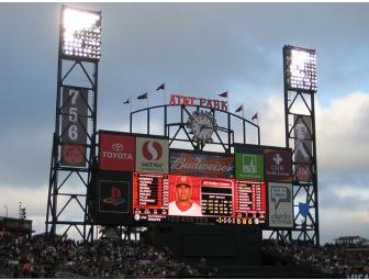 San Francisco Giants! 4 Lower Field Box Seats with Your Own Scoreboard Message Greeting!