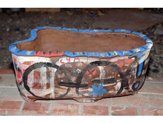 Large Stoneware Art Planter 'Kidney' Hand Made by Collective of Solano College Art Students