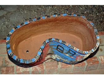 Large Stoneware Art Planter 'Graffitti' Hand Made by Collective of Solano College Art Students