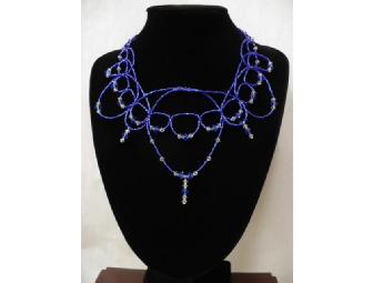 Victorian Loops Sapphire Necklace featuring Swarovski Crystals