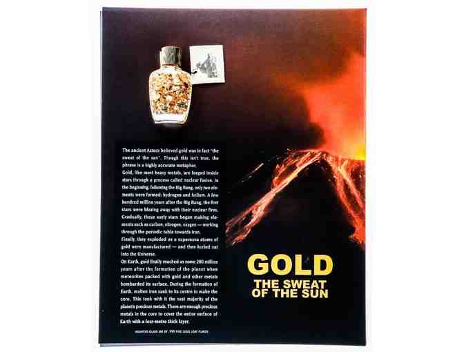 GOLD The Sweat of The Sun - Assayers Glass Jar of .999 Fine Gold Leaf Flakes on Display Gi - Photo 1