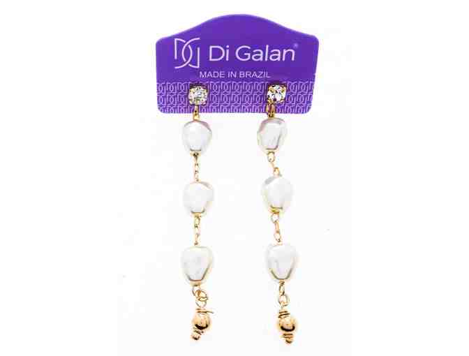 DG Brazil 18kt Gold Overlay Drop Pearl Earrings - Photo 1