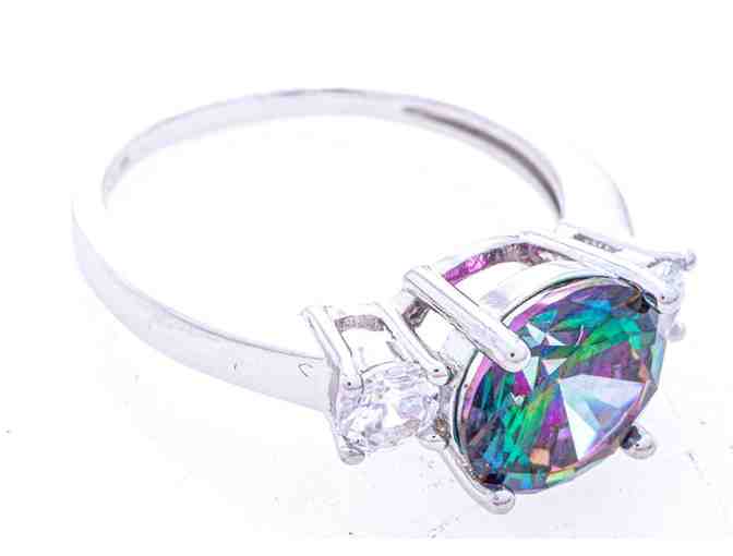 925 Sterling Silver Jewellery Set, Genuine Round Cut Mystic Topaz, Earring, Pendant & Ring - Photo 3
