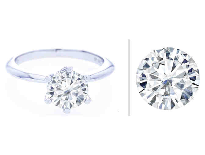 Moissanite Solitaire Ring, 1.00ct D Colour, VVS Clarity, 6.5mm, Engagement Style, Silver - Photo 1