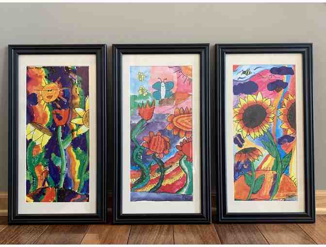 Set of 3 Framed Art Pieces by EHSI Students - Photo 1