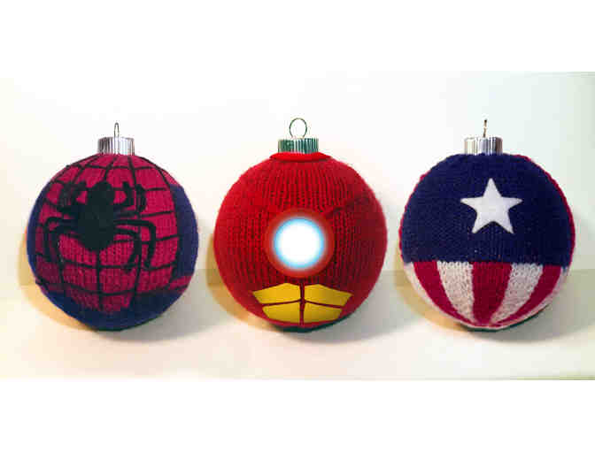 Set of 3 Hand-Knit Superhero Ornaments