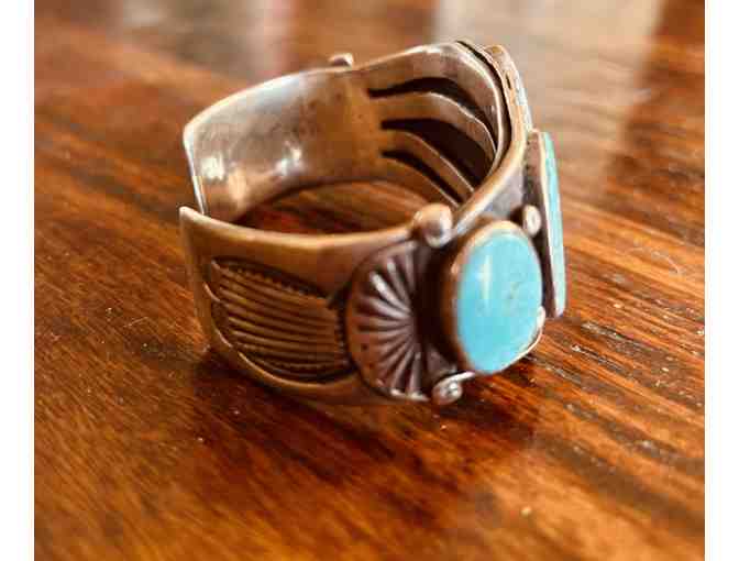 1940s Navajo 5-Stone Turquoise and Silver Cuff