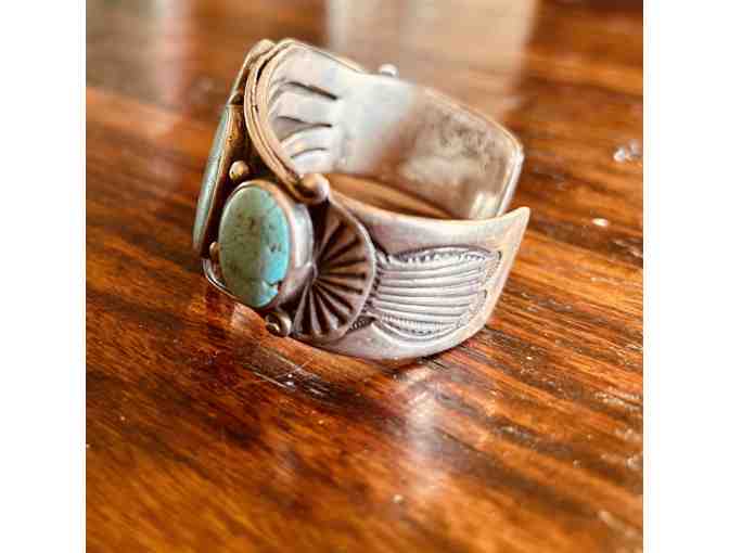 1940s Navajo 5-Stone Turquoise and Silver Cuff