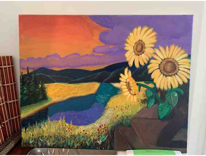 Acrylic Sunflower Painting - Photo 1