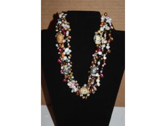 Festive (Freshwater Pearl and Stone Clustered Necklace)