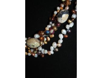 Festive (Freshwater Pearl and Stone Clustered Necklace)