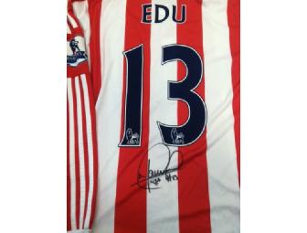 Signed Maurice Edu Stoke City Shirt