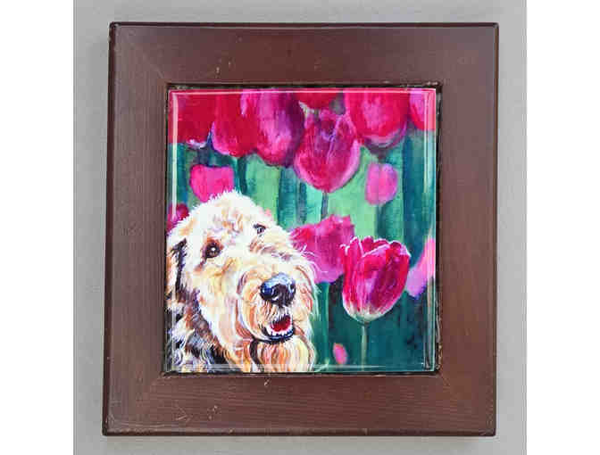 Airedale and Tulips Ceramic Tile - Photo 1