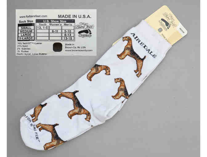 Pair of For Bare Feet white Airedale Socks - Photo 1