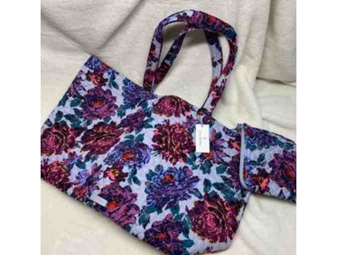 Vera Bradley Neon Blooms Large Tote and Pouch