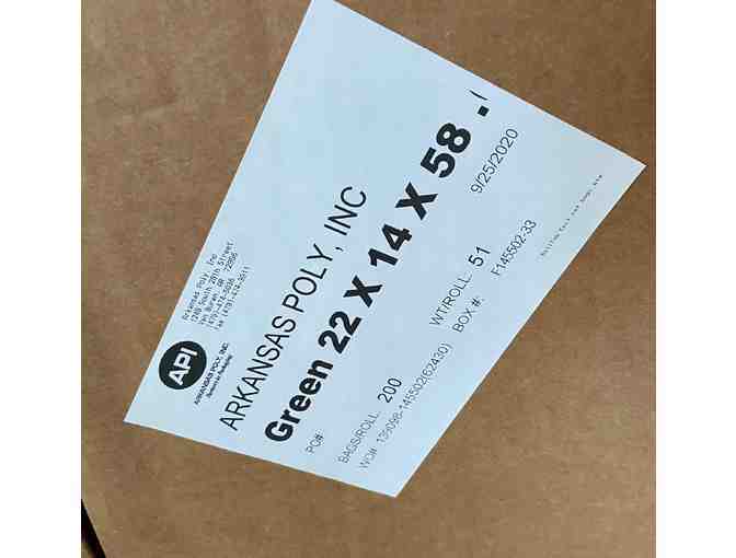 1 roll of Green 200 55 Gallon Trash and Lawn Bag donated by Arkansas Poly Inc.