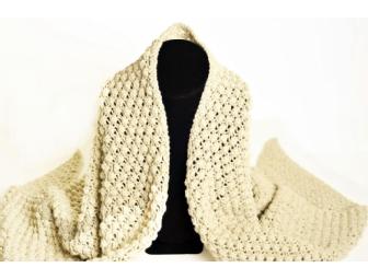 Light Grey Hand-Knit Shawl