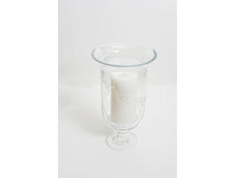 Crabtree & Evelyn Etched Glass Hurricane Candleholder