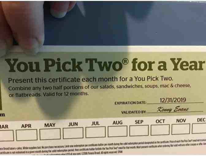 Panera Bread: Two Certificates Each For a Year of Monthly 'Pick Two' Meals