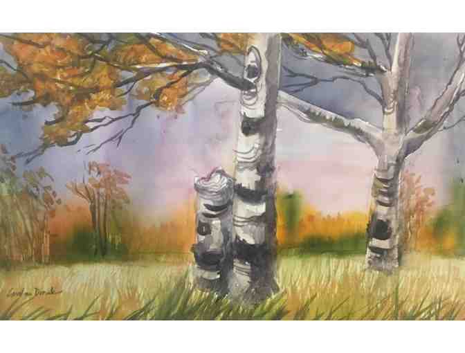 Carolann Dvorak, Fall Aspen Woods 18x11  Watercolor (Framed)