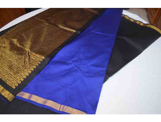 Kanchipuram Silk Black & Blue Saree