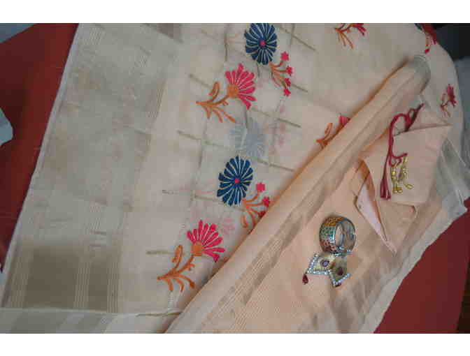 Cream Organza with Embrodery Saree