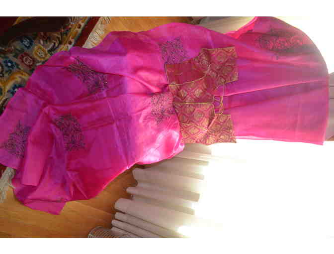 Bright Pink Raw Silk Saree