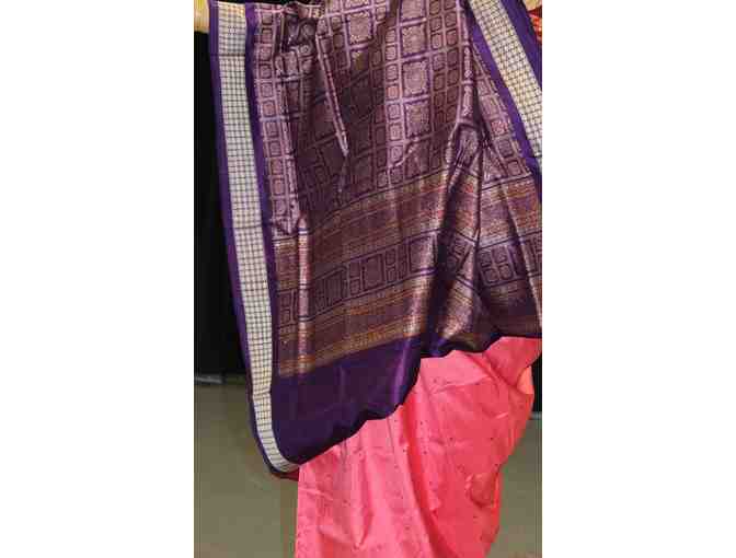 Lotus Pink and Purple Orissa Silk Saree