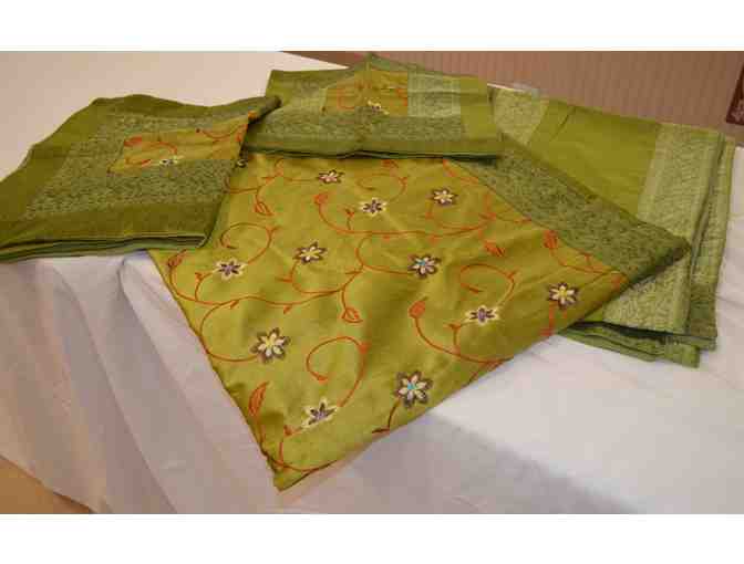 Bed set - Green Raw Silk