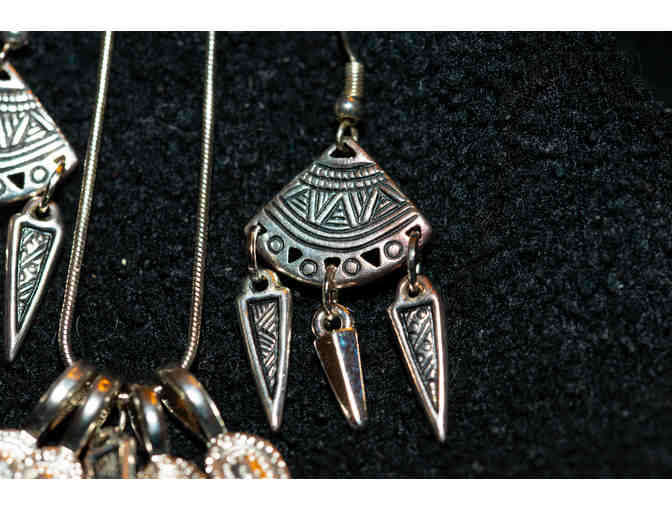 Oxidized Native American Necklace & Earrings