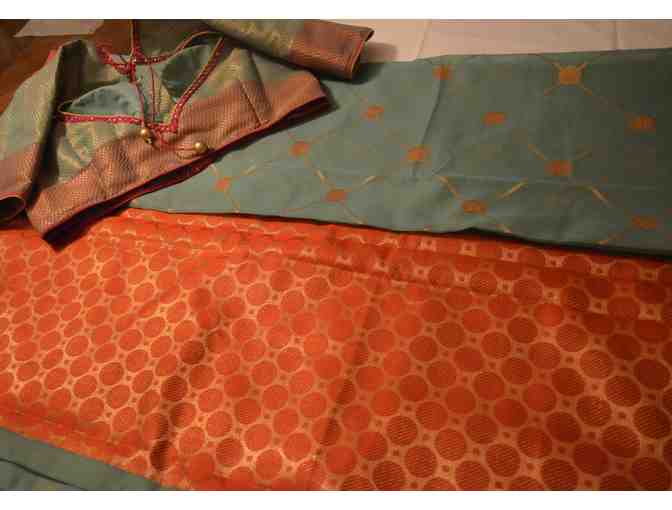 Green and Pink Tissue Saree