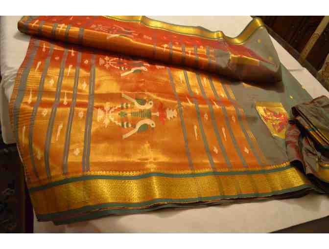 His & Hers - Synthetic Saree with Cotton Dhoti