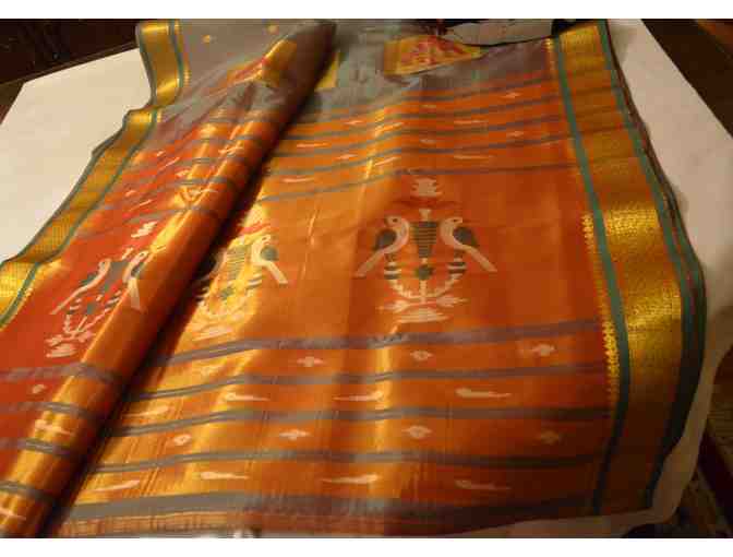 His & Hers - Synthetic Saree with Cotton Dhoti
