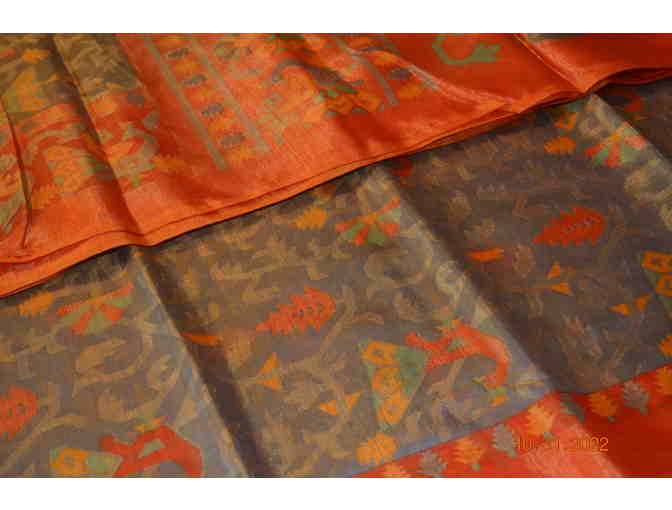 Grey/Orange Blend Saree