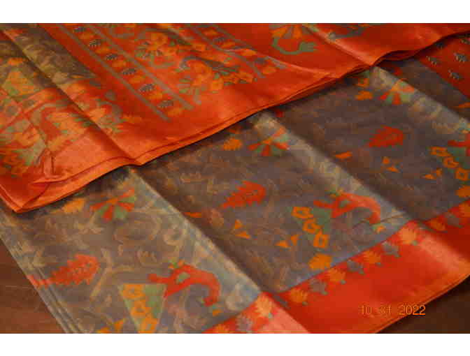 Grey/Orange Blend Saree