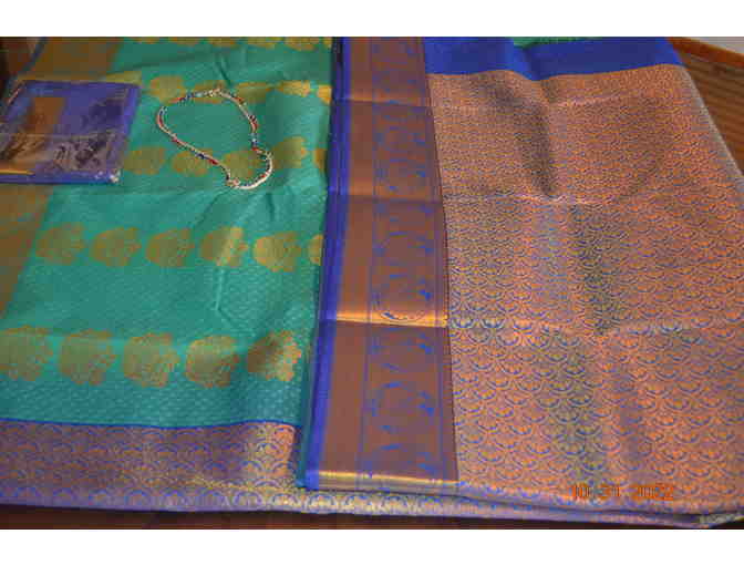 Teal Green Saree