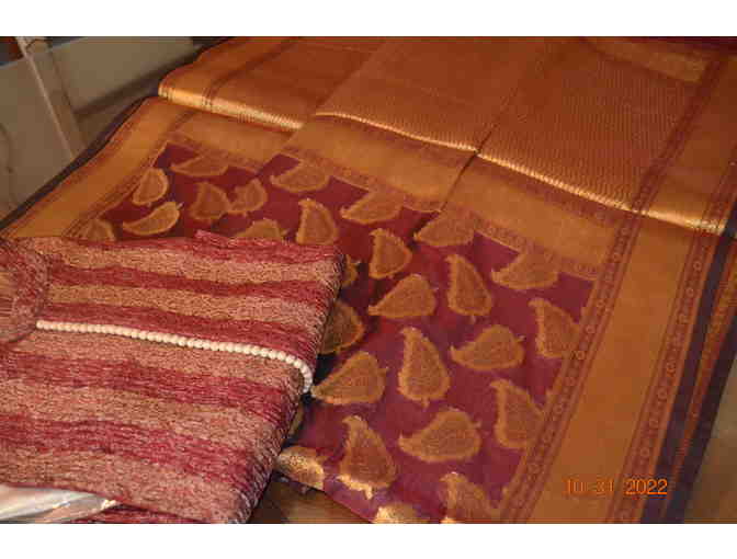 Maroon Organza Saree and Kurta - His and Hers