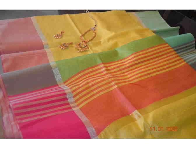 Yellow/Red Silk Cotton Saree