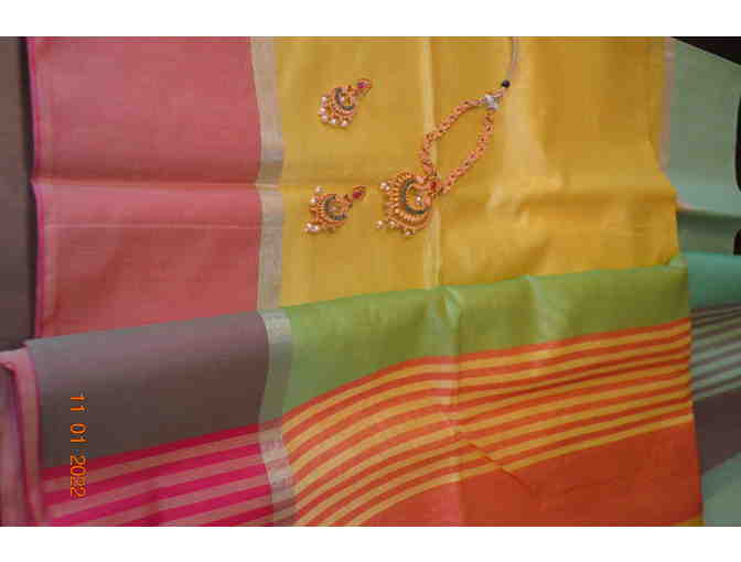 Yellow/Red Silk Cotton Saree