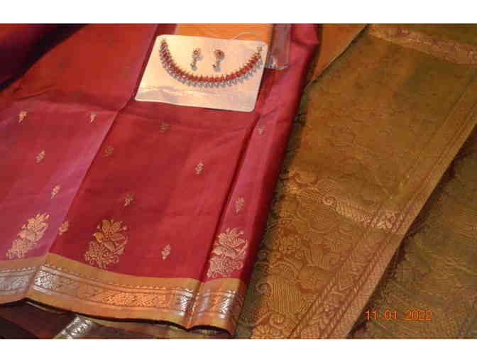 Red and Orange Silk ( Pattu) Saree