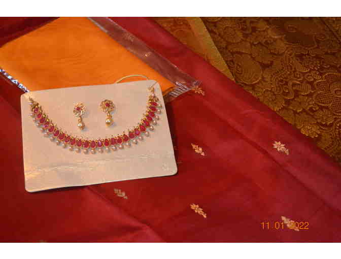 Red and Orange Silk ( Pattu) Saree