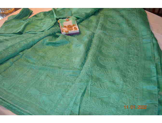 Green Silk with Embroidery Saree