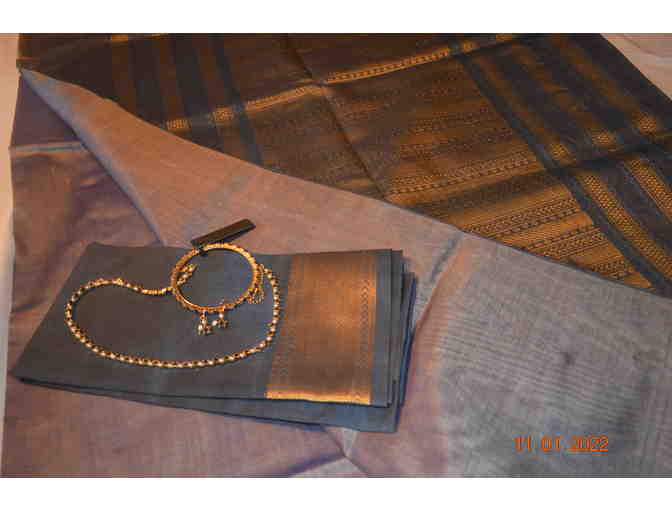 Steel Grey Silk Cotton Saree